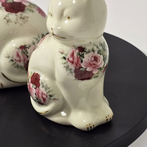 Baum bro formalities cat floral salt & pepper shaker set vintage - Picture 3 of 8